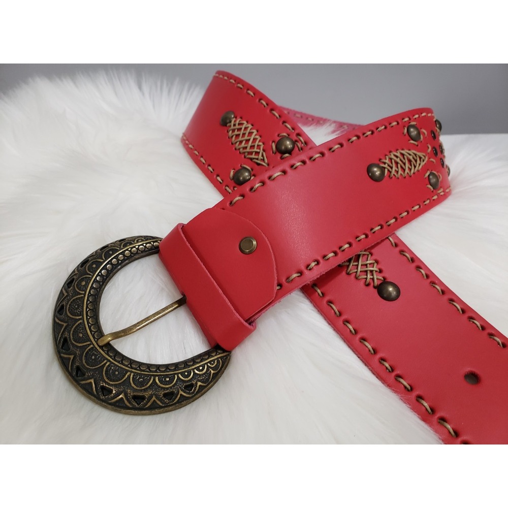 Studded RED Italy‎ Vintage Belt Boho Western Chunky Punk Whimsical Fairycore